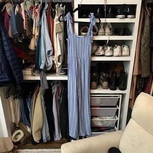 H&M Blue and White Striped jumpsuit